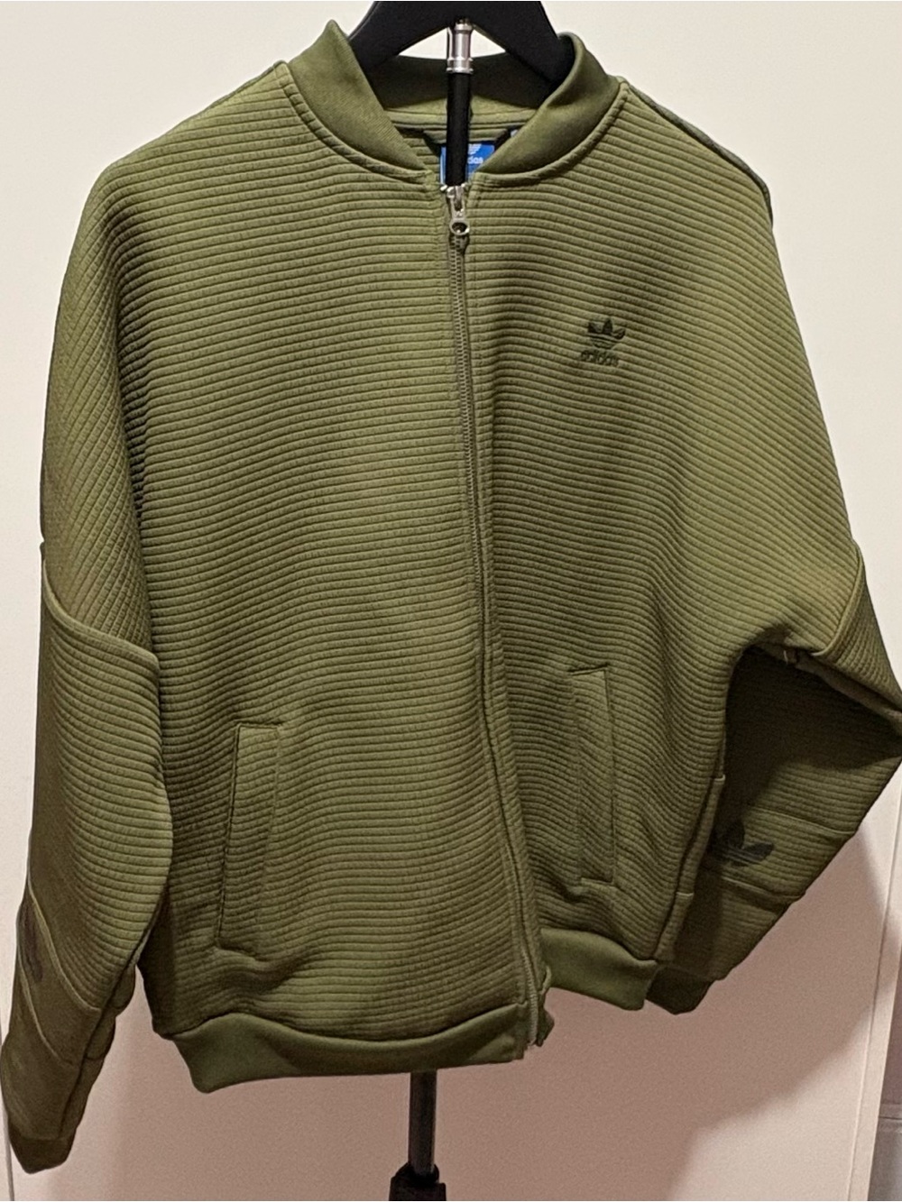 adidas Olive Zip-Up Ribbed Womens Sweater Jacket M - Picture 2 of 6